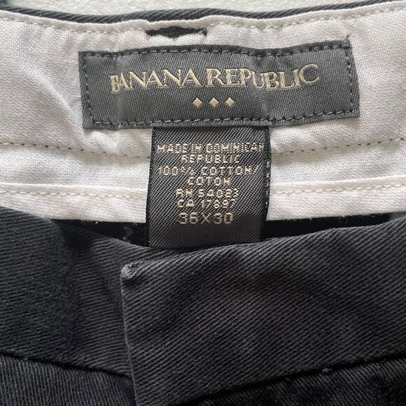 Banana Republic Men's Black Flat Front Cotton Chino Pants Size 36x30 - Picture 5 of 7